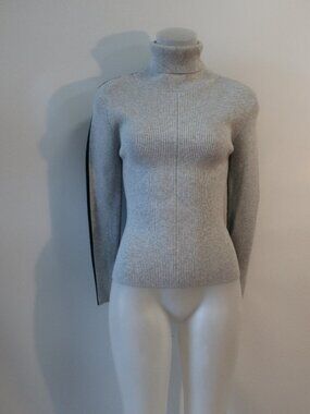 Womens WISPR Gray, Black Ribbed Turtleneck Sweater M